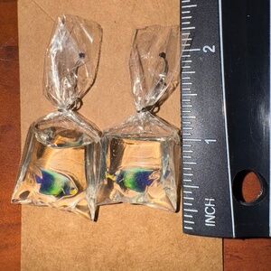 Fish in a bag earrings